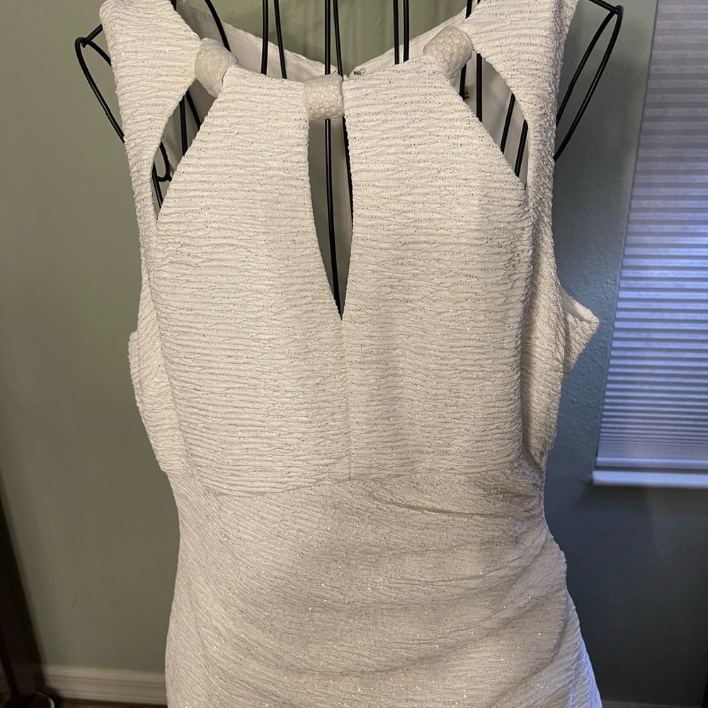 Eliza J White Textured Backless Dress